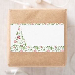 Etiqueta Árbol de navidadesNavidades Swirl Snowflake Regalo