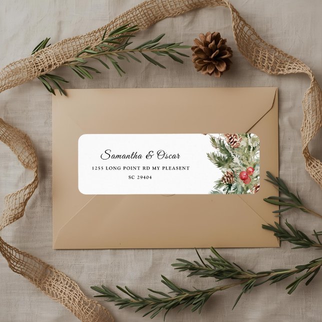 Etiqueta Árbol de pino verde acuático y cono de pino (Subido por el creador)