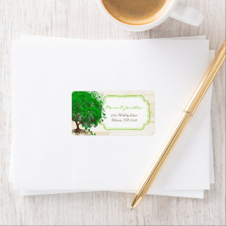 Etiqueta Árbol esmeralda verde de corazón esmeralda lindo