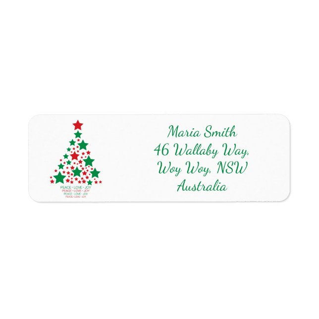 Etiqueta Árbol estrella elegante (Frente)