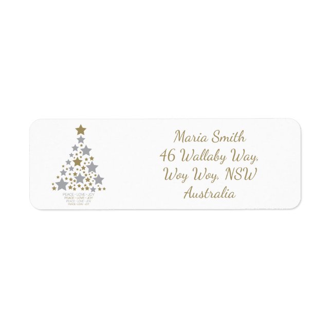 Etiqueta Árbol estrella elegante (Frente)