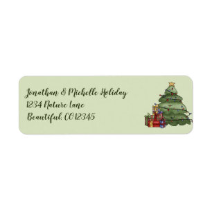 Etiqueta Árbol navideño y dirección navideña curada