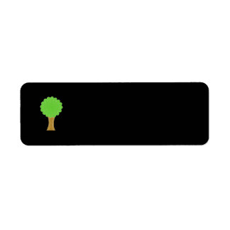 Etiqueta Árbol verde. Sobre fondo negro.