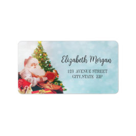 Etiqueta Árbol vintage de Navidad, Santa Claus