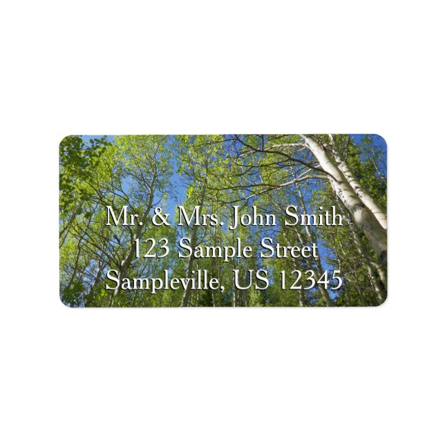 Etiqueta Árboles de aves de verano en montaña rocosa (Frente)