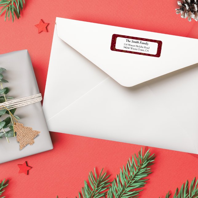 Etiqueta Árboles de Navidad modernos con saludos de tempora (Modern Lineart Christmas Trees with Christmas Greetings like "hohoho" and "merry christmas"  in red)