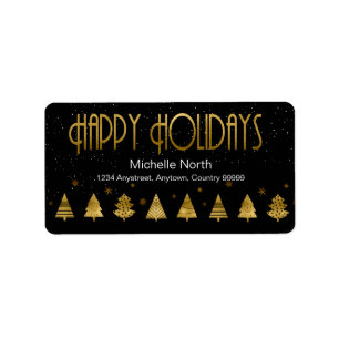 Etiqueta Árboles de Navidad y copos de nieve V2 Gold ID863