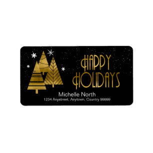 Etiqueta Árboles navideños y copos de nieve Gold ID863