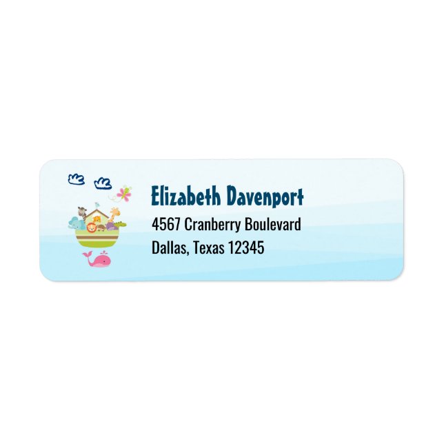 Etiqueta Arca animal con mariposa y ballena (Frente)