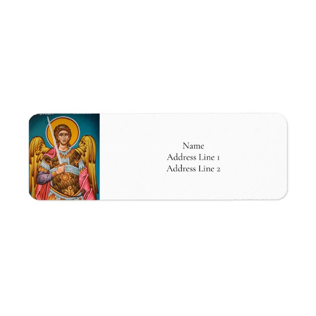 Etiqueta Arcángel Miguel Ícono Cristiano Ortodoxo (Frente)