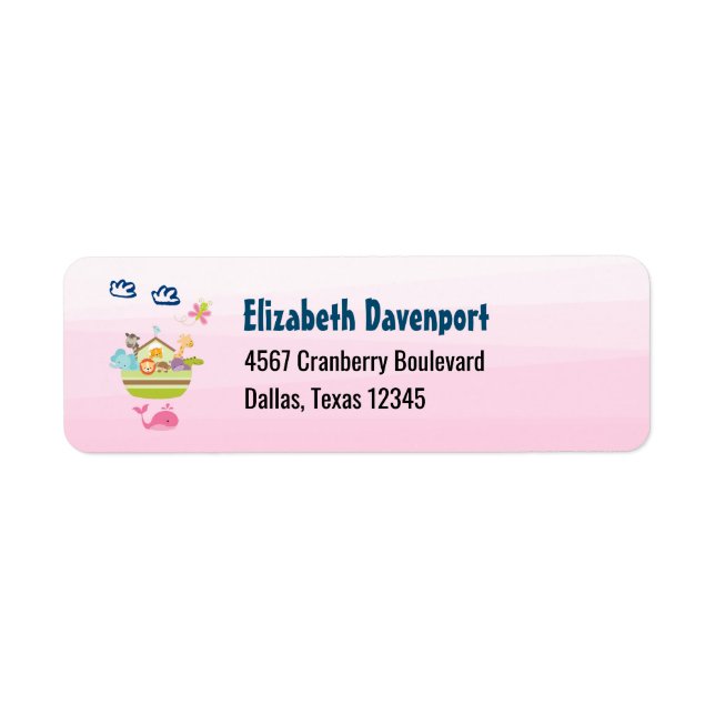 Etiqueta Arco animal con mariposa y rosa de ballena (Frente)