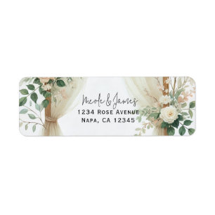 Etiqueta Arco de Madera Floral con Verdor Rosas Boda Rústic