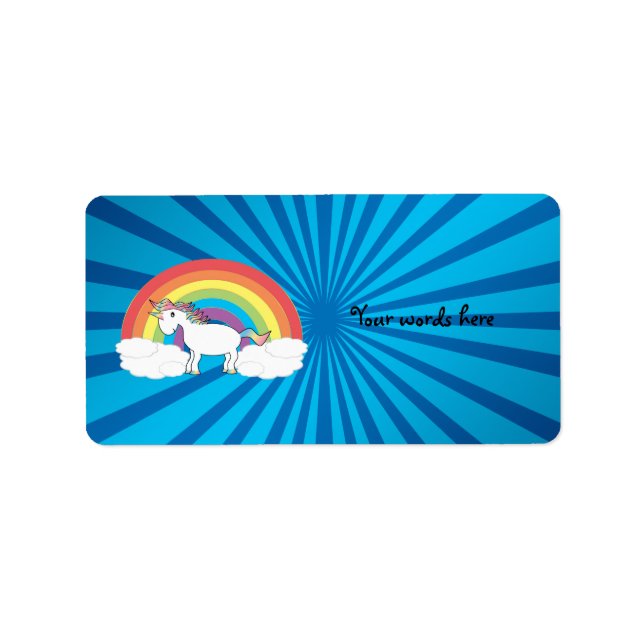 Etiqueta Arcoiris azul unicornio (Frente)