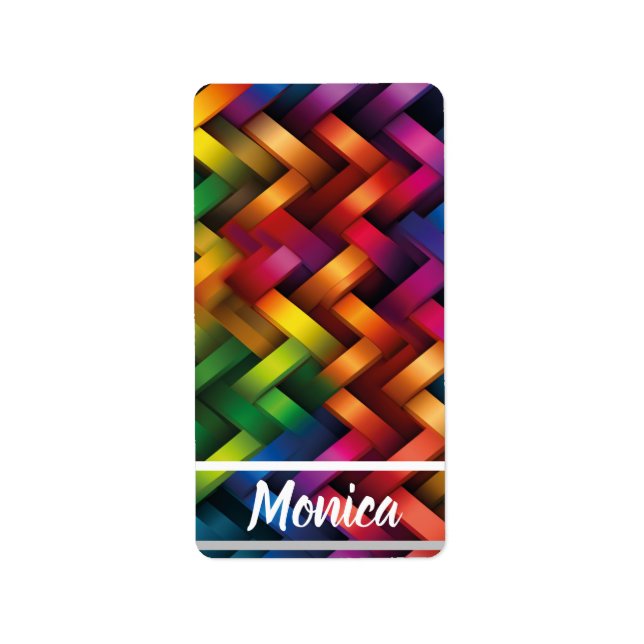 Etiqueta Arcoíris de Geometría Vibrante (Frente)