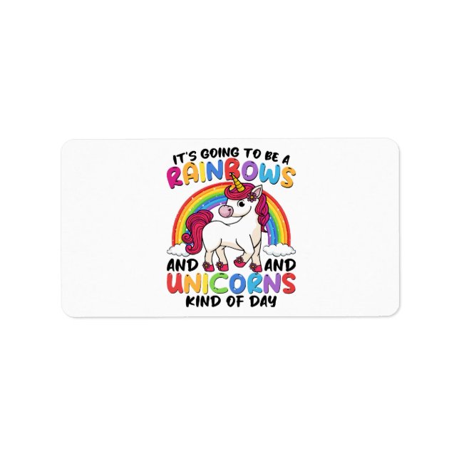 Etiqueta arcoíris divertido unicornio lindo (Frente)