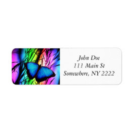 Etiqueta Arcoiris mariposa azul