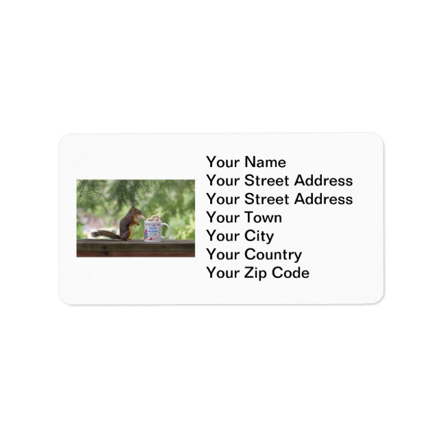 Etiqueta ardilla de cumpleaños feliz (Frente)