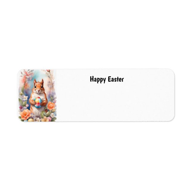 Etiqueta ardilla feliz de Pascua (Frente)