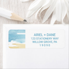 Etiqueta Arena acuarela y Boda marino