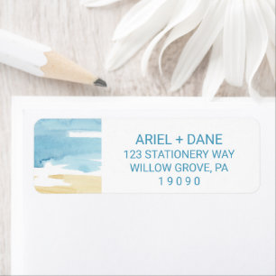 Etiqueta Arena acuarela y Boda marino