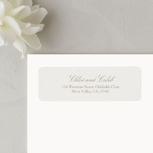Etiqueta Arena Taupe   Caligrafía Minimalista Boda 