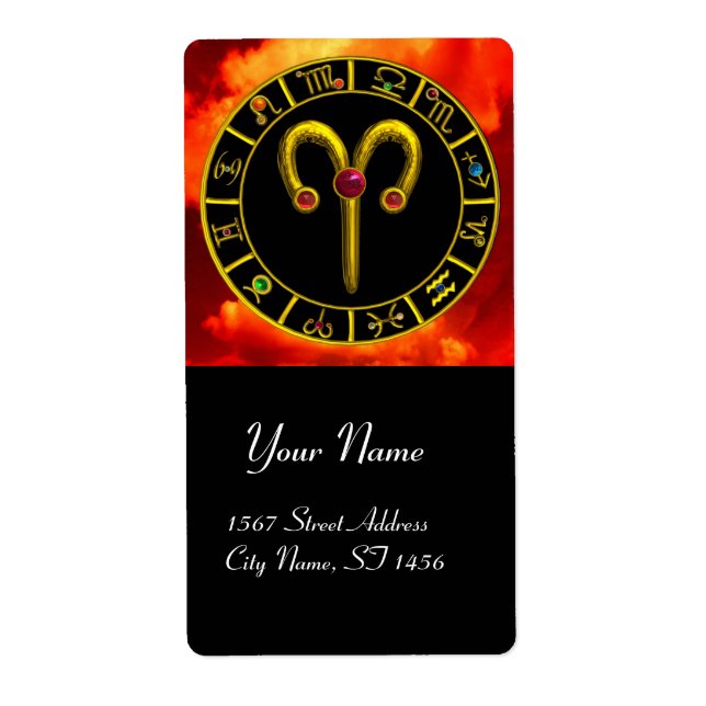 Etiqueta ARIES ZODIAC BIRTHDAY JEWEL Red Ruby Gold (Frente)