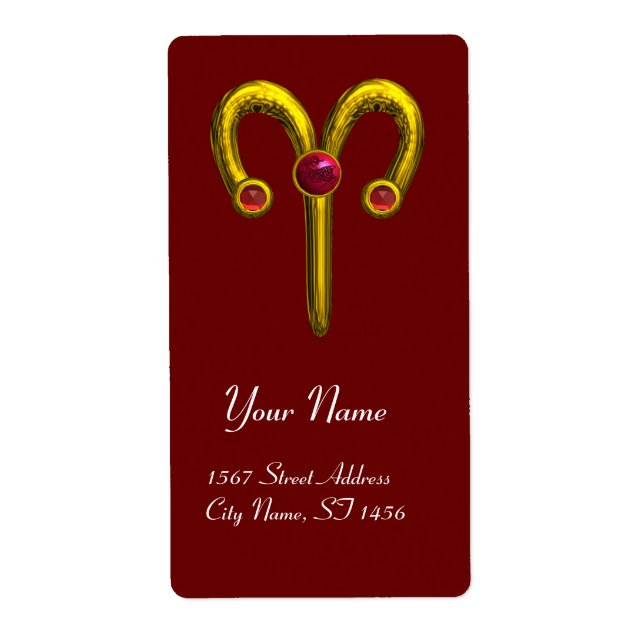 Etiqueta ARIES ZODIAC CUMPLEAÑOS Ruby Rojo (Frente)