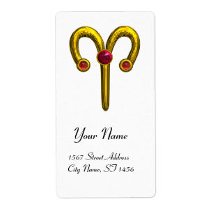 Etiqueta ARIES ZODIAC CUMPLEAÑOS Ruby Rojo