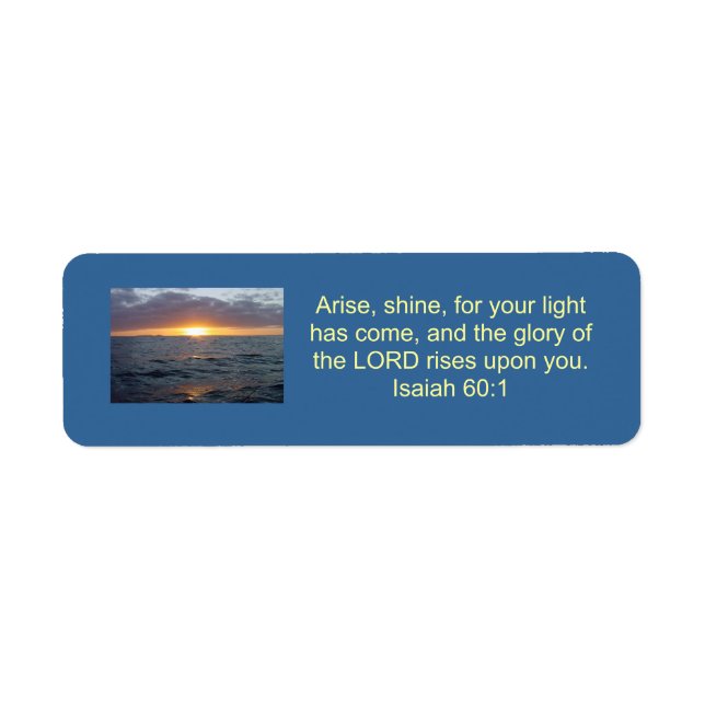 Etiqueta Arise Shine - Isaiah 60:1 (Frente)