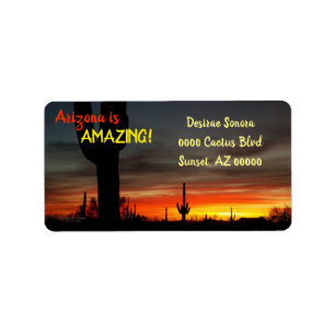 Etiqueta "¡Arizona es asombrosa!" Cactus del desierto de So