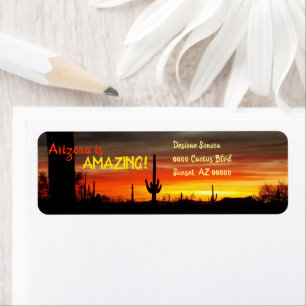 Etiqueta "¡Arizona es asombrosa!" Cactus del desierto de So