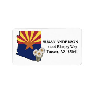 Etiqueta Arizona Flag State Flower Saguaro Cactus Blossom