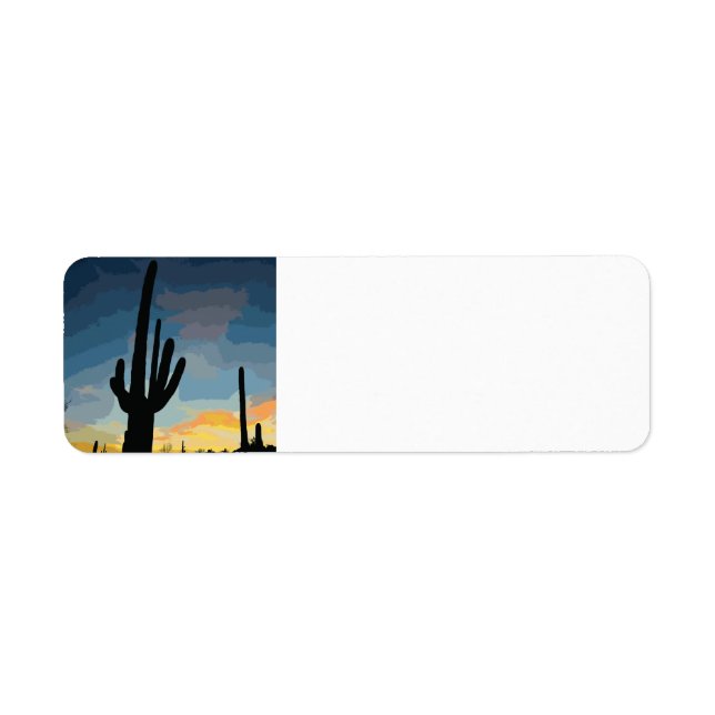Etiqueta Arizona Saguaro Cactus Southwestern Sunset (Frente)