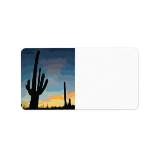 Etiqueta Arizona Saguaro Cactus Southwestern Sunset