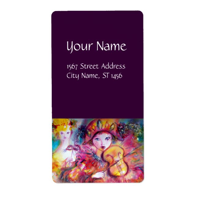 Etiqueta ARLECCHINO Y COLOMBINA amarillo rosado (Frente)