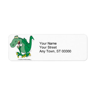 Etiqueta arrebato de dinosaurio t-rex enojado