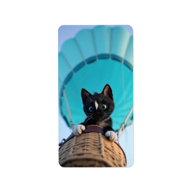 Etiqueta Arriba, arriba y lejos con Felini el gato (Frente)