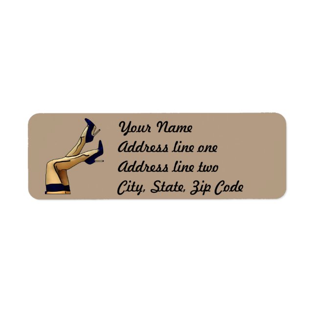 Etiqueta Arsenales y talones de tiletto azul (Frente)