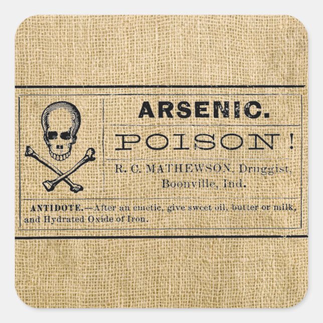 Etiqueta arsénica en Burlap (Anverso)