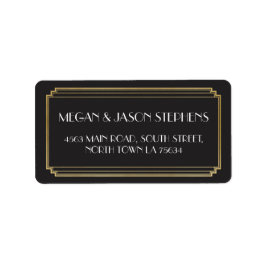 Etiqueta Art Deco Boda Gold Return Address Label Art