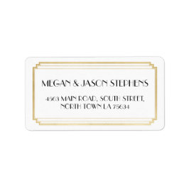 Etiqueta Art Deco Boda Gold Return Address Label Art