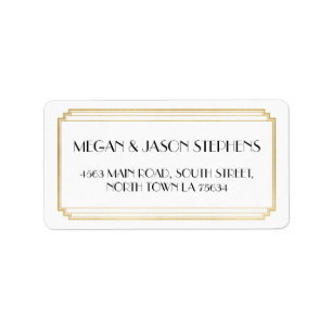 Etiqueta Art Deco Boda Gold Return Address Label Art