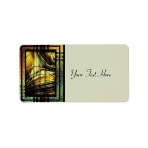 Etiqueta Art Deco En Verde Y Oro