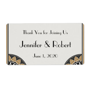 Etiqueta Art Deco Gold Posh de botella de agua