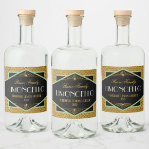 Etiqueta Art Deco Gold y Black Liqueur
