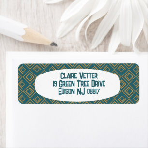 Etiqueta Art Deco turquesa