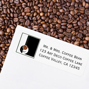 Etiqueta Art Deco vintage, Copa de Café con Vapor