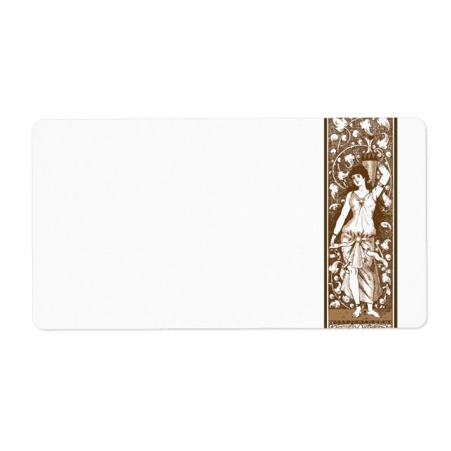 Etiqueta Art nouveau sepia chica con urna (Frente)