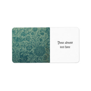 Etiqueta Art Nouveau, verde azulado, estilo William Morris,