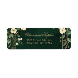 Etiqueta Art Nouveau Vintage Emerald Wedding Return Address